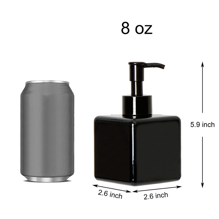 Youngever 5 Pack Black Plastic Square Pump Bottles Refillable Plastic Pump Bottles for Dispensing Lotions Shampoos and M