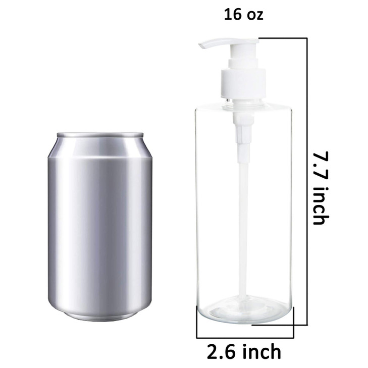 Youngever 6 Pack Clear Plastic Pump Bottles 16 Ounce Empty Pump Bottles for Shampoo Pump Bottles Bottles for Cleaning So