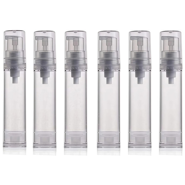 12PCS 10ML 034oz Transparent Small Ounce Empty PS Plastic Airless Vacuum Pump Press Bottle Jar Pot Vial Container For Co