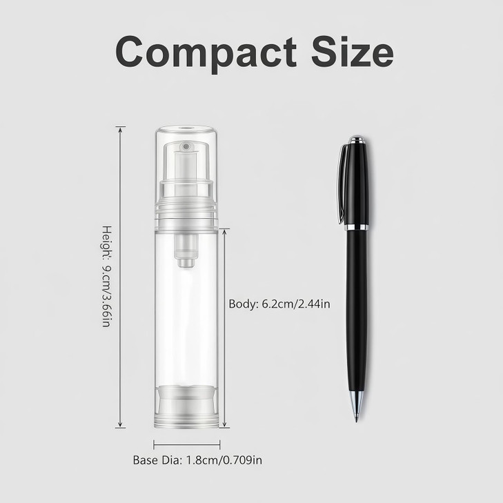 12PCS 10ML 034oz Transparent Small Ounce Empty PS Plastic Airless Vacuum Pump Press Bottle Jar Pot Vial Container For Co