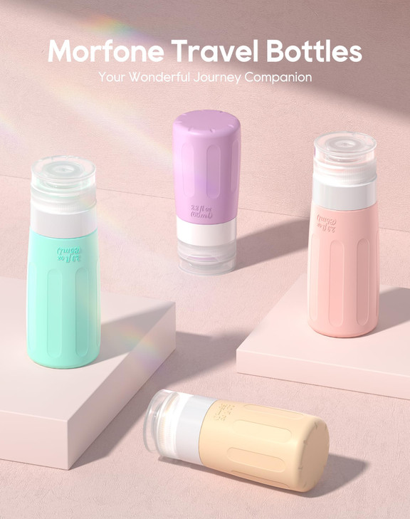 Morfone 16 Pack Travel Bottles Set for Toiletries TSA Approved Travel Containers Leak Proof Silicone Squeezable Travel A