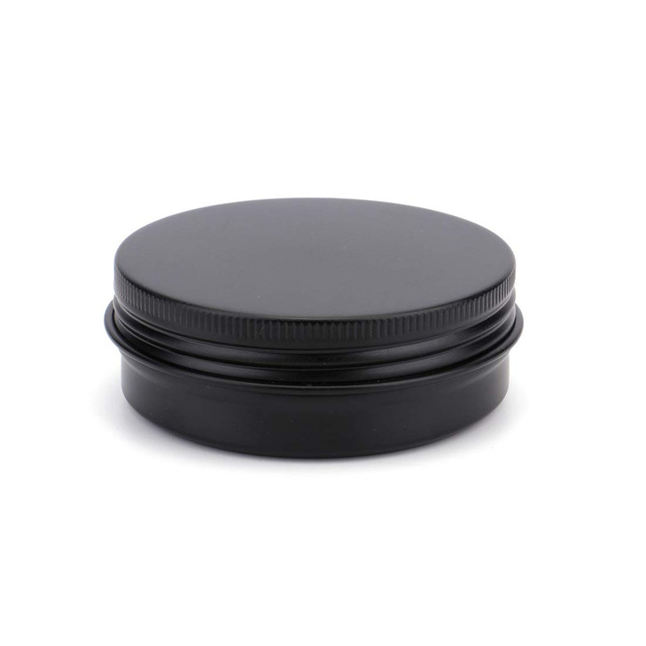 Foraineam 48 Pack 2 oz Round Lip Balm Tin Cans Aluminum Cosmetic Sample Containers with Screw Lid Matte Black Metal Empt