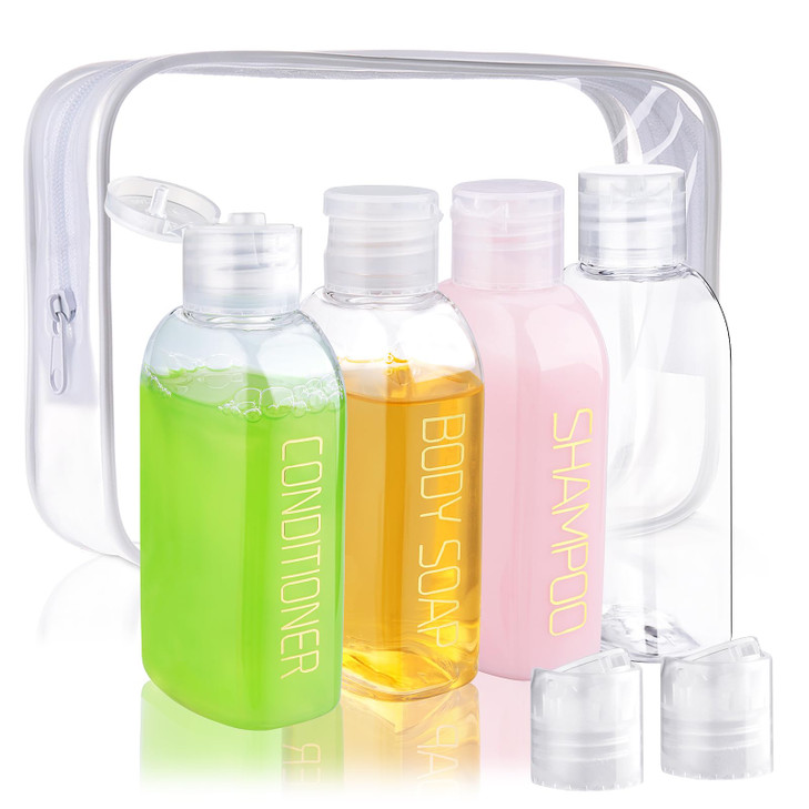Cosywell Leakproof Squeeze Bottles Travel Kit 4pc 34 oz TSA Approved for Shampoo Conditioner and Toiletries
