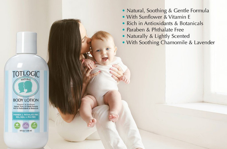 TotLogic Kids and Baby Safe Gentle Body Lotion 8 oz Original Scented with Natural Essential Oils Plant Based Formula for