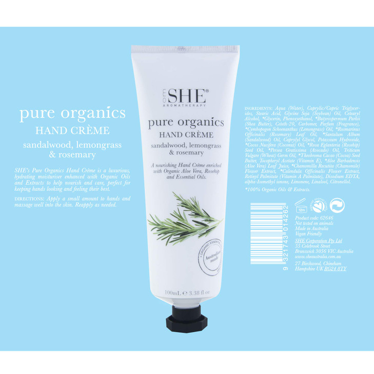 Om She Aromatherapy Pure Organics Hand Creme Palmarosa Bergamot Vanilla