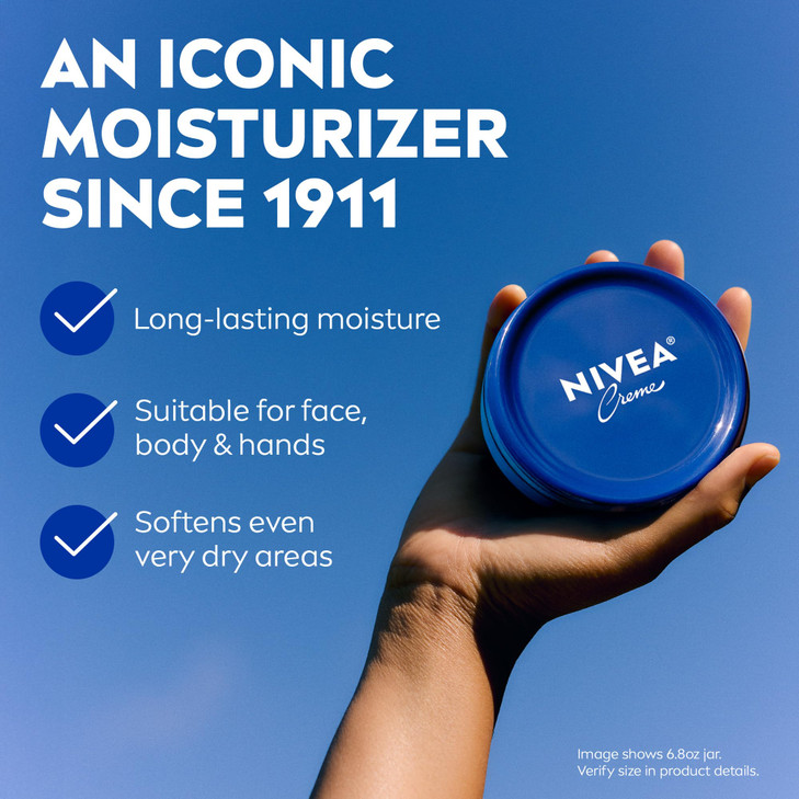 NIVEA Creme Face Hand and Body Moisturizer Cream Rich Body Cream for Dry Skin with Provitamin B5 FastAbsorbing and NonCo