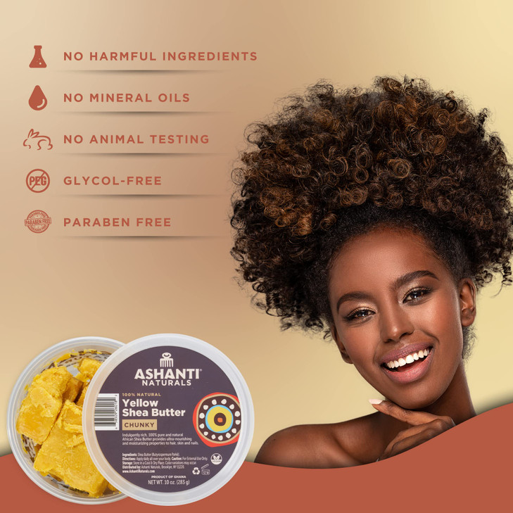 Ashanti Naturals Yellow Chunky Raw Shea Butter Unrefined African Shea Butter from Ghana 100 Natural Moisturizer No Addit