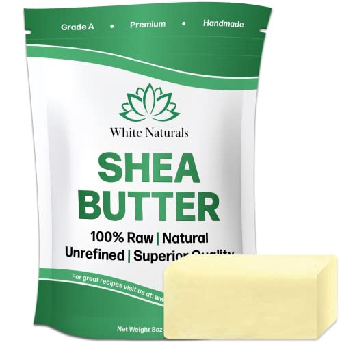 White Naturals Shea Butter 8 oz Pure Raw Unrefined African Grade A Ivory Perfect Skin Moisturizer DIY Lip Balms Stretch