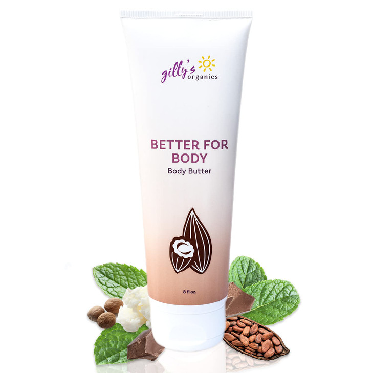 Gillys Organics Made in USA Chocolate Mint Body Butter Organic Moisturizing Cream with Shea Cocoa Butter Vitamin E Arnic