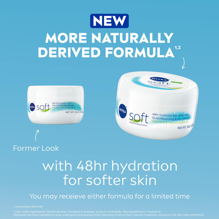 NIVEA Soft Refreshingly Soft Moisturizing Cream Lightweight Body Moisturizer for Face Body and Hands Body Cream Enriched