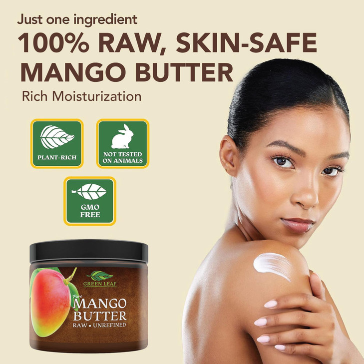 Raw Unrefined Mango Butter Body Butter for Dry Skin Mango Butter for Women Men Rich in Vitamin C E A Facial Cleanser Use