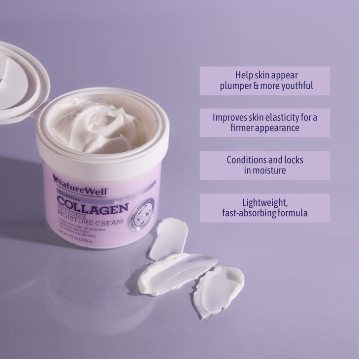 NATURE WELL Clinical Collagen Peptide Intense Moisture Cream for Face Neck Body AntiAging Hydrates Plumps Restores Moist