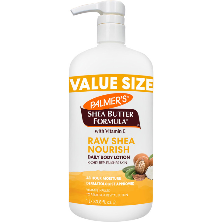 Palmers Shea Formula Raw Shea Body Lotion for Dry Skin Hand Body Moisturizer Value Size Pump Bottle 338 Ounces Pack of 1