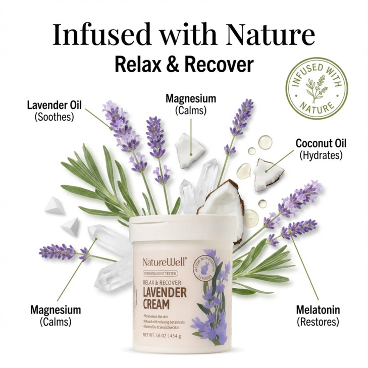 NATURE WELL Lavender Smooth Soften Moisturizing Cream For Face Body Hands Calming Soothing Infused With Natural Oils Ext