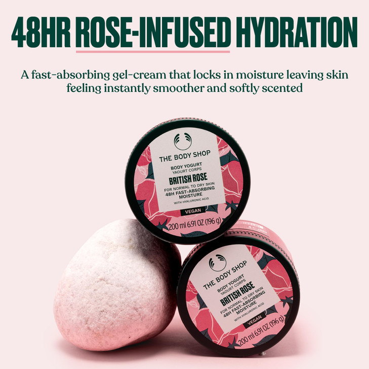The Body Shop British Rose Body Yogurt 48hr Moisturizer 100 Vegan 691 FlOz