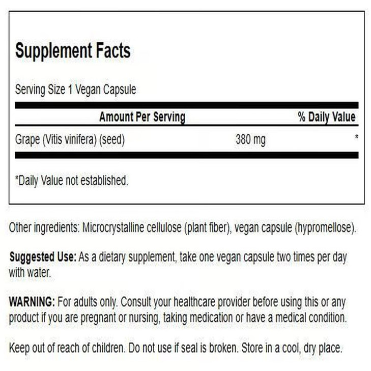 Swanson Grape Seed Heart Antioxidant Free Radicals Healthy Blood Pressure Support Polyphenols OPCS (Oligomeric Proanthocyanidins) Herbal Supplement 3 online at globaldelivered
