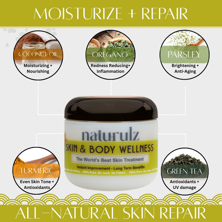 Naturulz Skin Body Wellness 4oz FastAbsorbing Everyday Moisturizer with Nourishing Coconut oil Antioxidantrich Herbal Bo