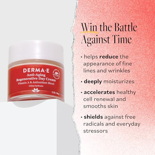 Derma E AntiAging Regenerative Day Cream Astaxanthin Moisturizer for Face Lightweight Firming AntiWrinkle Cream with Lav