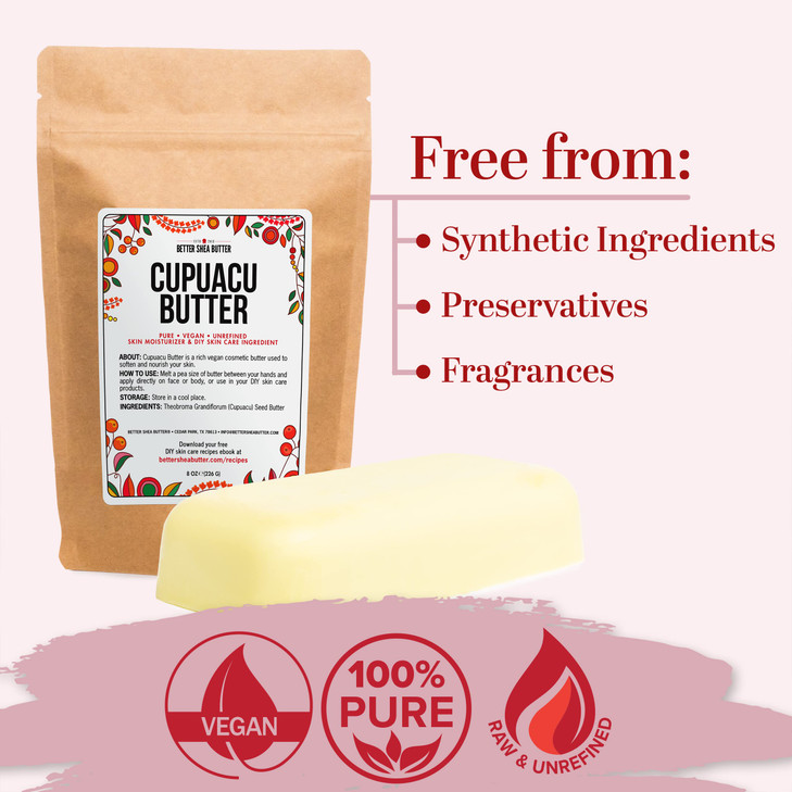 Cupuacu Butter Raw Pure Unrefined for Hair Growth Dry Skin Use on Body and Face Brazilian Body Butter Base Lotion Base a