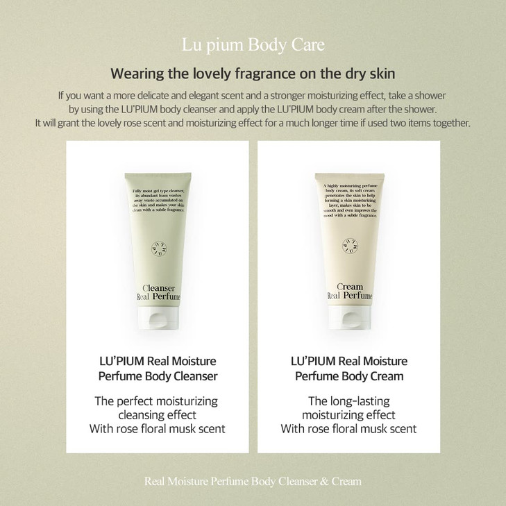 LUPIUM Real Moisture Perfume Body Cream Body moisturizer for dry skin Soft cream texture with lovely rose scent Calming