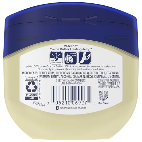 Vaseline Cocoa Butter Healing Jelly TravelSize 12Pack Rich Moisturizing Ointment Skin Protectant for Soothing Cracked Dr