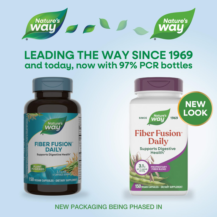 Nature's Way Fiber Fusion Daily, Psyllium Husk Capsules with Oat Bran, Guar Gum, Pectin, Digestive Health Support*, Vegan, 150 Capsules (Packaging Ma online at globaldelivered