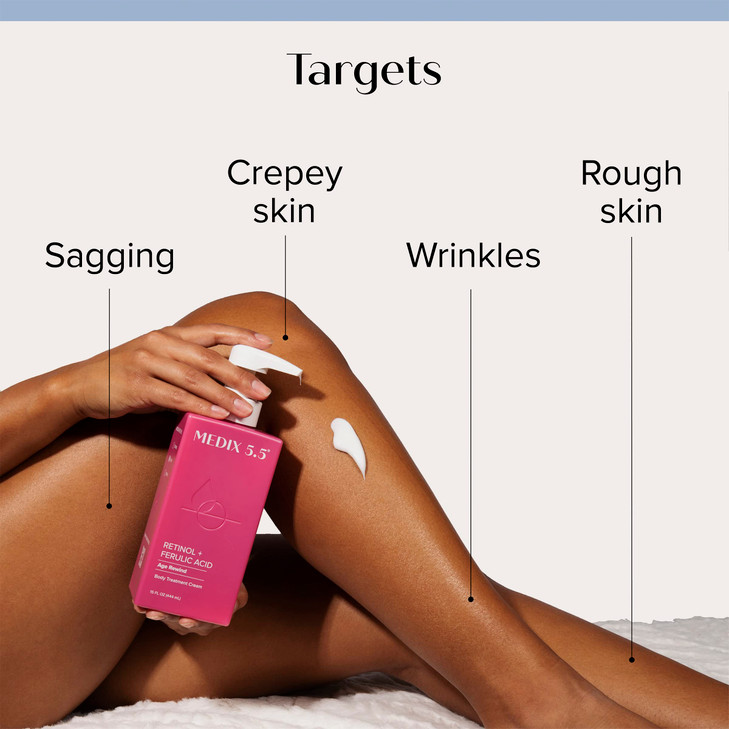 Medix 55 Retinol Body Lotion Argan Oil Cream 2PC Skin Care Set Body Face Moisturizer Firming Body Lotion Bundle Reduces