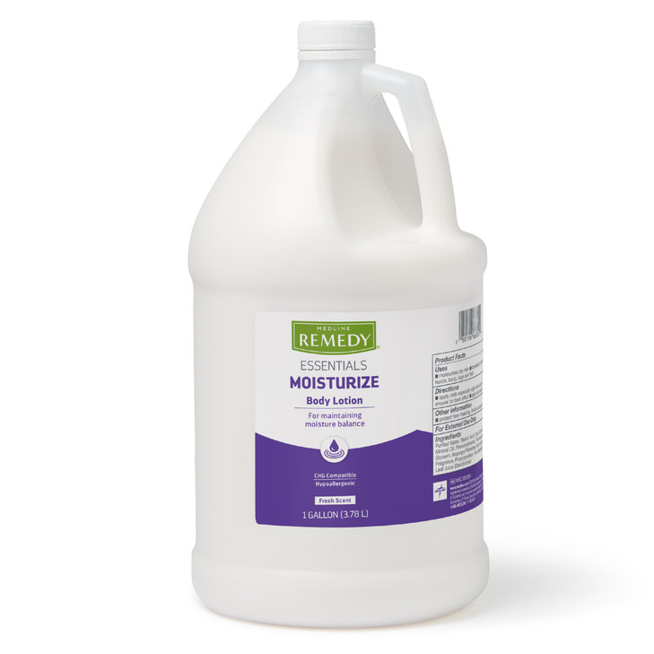 Medline Remedy Essentials Moisturizing Body Lotion 1 Gallon Bottle 1 Count Fresh Scent Hydrating NonGreasy For Dry Skin
