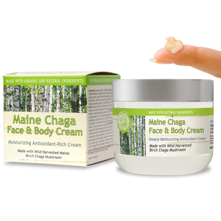 My Berry Maine Chaga Face Body Cream 4 oz Value Size Made with Wild Harvested Chaga from USA Natural Ingredients Lightwe