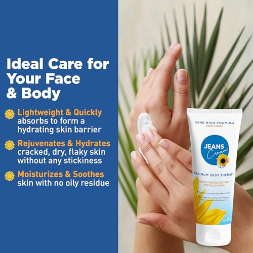 Jeans Cream Maximum Skin Therapy Radiation Burn Cream Moisturizing Vitamin E and Aloe Vera Cream for Compromised Skin Mi