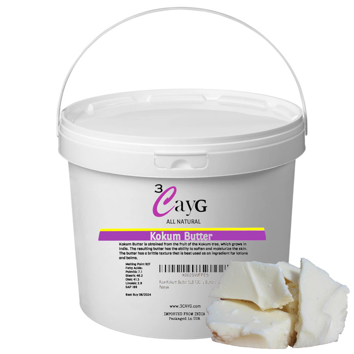 3CayG 5lb Raw Kokum Butter Pure for Lotion Making Soap Making Body Butters and More