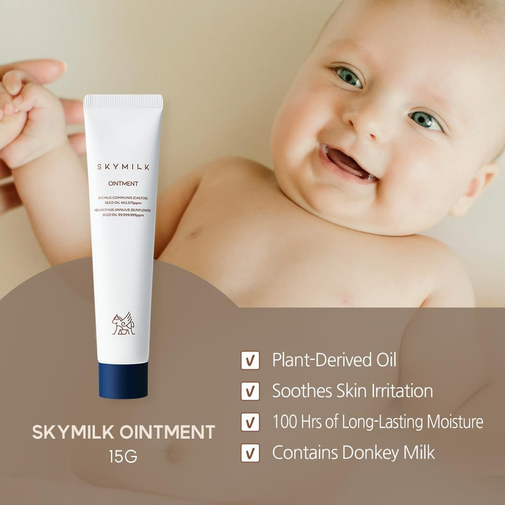 SKYMILK Plant Oil Ointment with Donkey Milk 15g Soothing Moisturizing Hypoallergenic Non Irritating Ideal for Sensitive