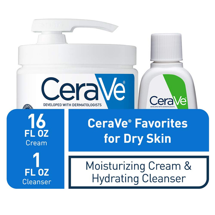 CeraVe Moisturizing Cream Hydrating Facial Cleanser Skin Care Set Combo Pack For Dry Skin Relief Travel Essentials 1oz C