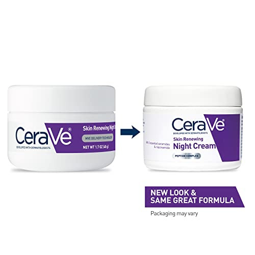 CeraVe Skin Renewing Night Cream Niacinamide Peptide Complex and Hyaluronic Acid Moisturizer for Face 17 Ounce Packaging