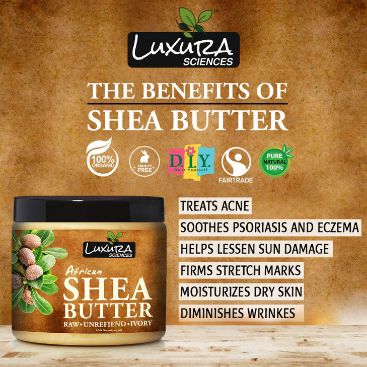 Luxura Sciences African Shea Butter 100 Pure Unrefined Raw Shea Butter for Skin Hair Deep Moisturizer for Face Body Scal