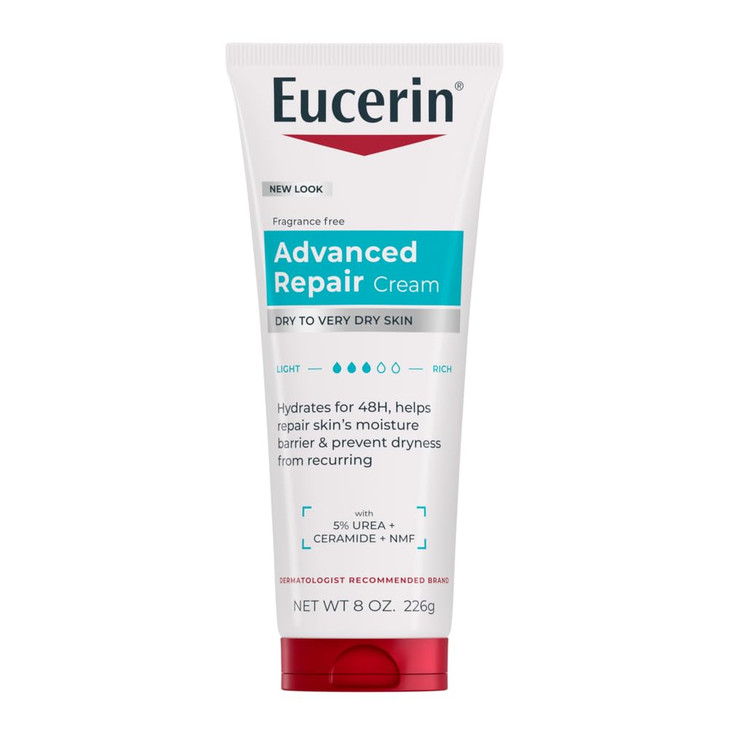 Eucerin Advanced Repair Body Cream for Very Dry Skin Fragrance Free Daily Body Moisturizer 8 Oz Tube