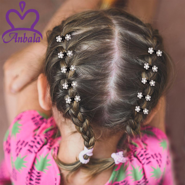 ANBALA 65pcs Mini Hair Clips NoSlip Grip Small Claw Clips Glitter Teeth Clips Rhinestone Hair Clips Metal Clamps Flower