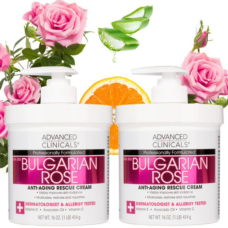 Advanced Clinicals Bulgarian Rose Lotion For Women Rose Scented Vitamin C Body Lotion Cream Anti Aging Vitamin E Moistur