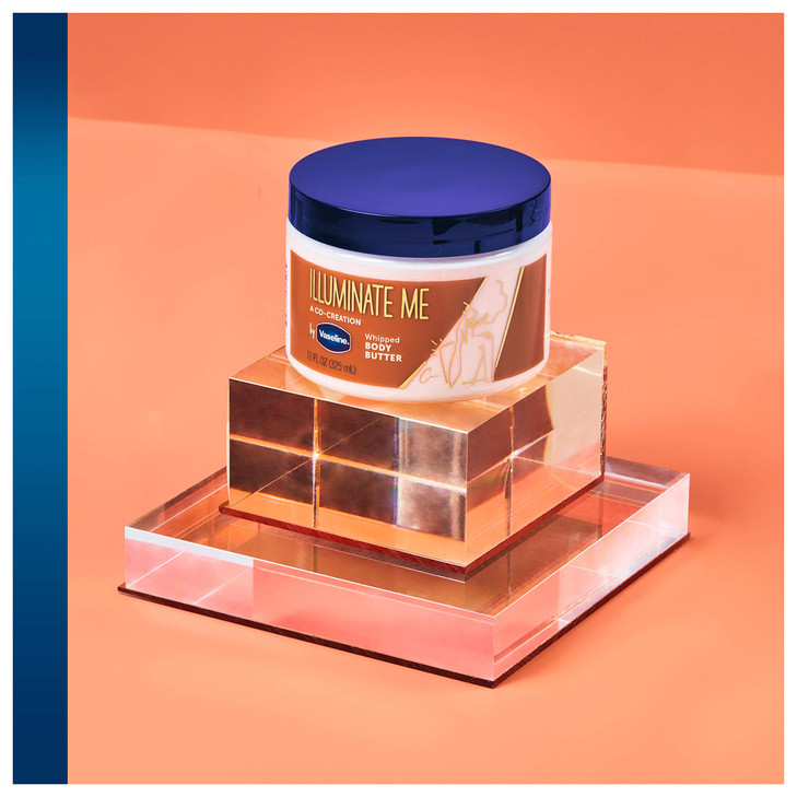 Vaseline Illuminate Me Shea Butter Whipped Body Butter for Melanin Rich Skin Provides 24 Hour Moisturization for Dry Ski