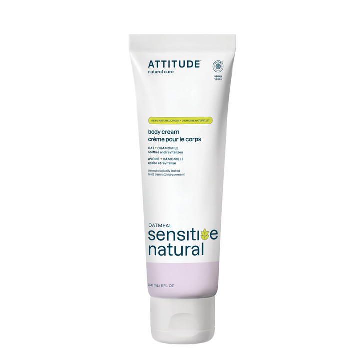 ATTITUDE Body Cream for Sensitive Skin with Oat EWG Verified Dermatologically Tested Vegan Chamomile 8 Fl Oz