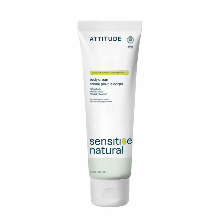 ATTITUDE Body Cream for Sensitive Skin with Oat EWG Verified Dermatologically Tested Vegan Fresh Apple Scent 8 Fl Oz
