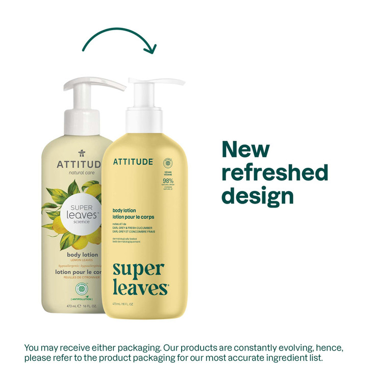 ATTITUDE Body Lotion EWG Verified Vegan CrueltyFree Hydrating Moisturizer for Dry Skin NonGreasy Skin Care Earl Grey Fre
