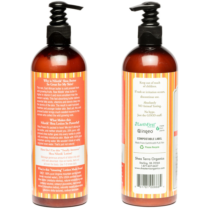 Shea Terra Organics Nilotik Shea Butter UltraRich Lotion Mango Natural Daily Moisturizer High in Vitamins Minerals Fatty