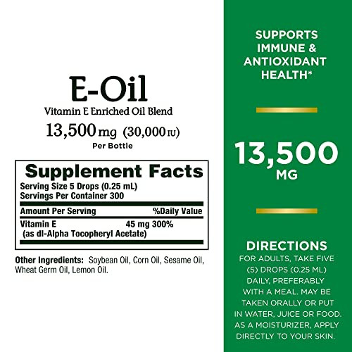 Natures Bounty Vitamin E Oil, Supports Immune & Antioxidant, 30,000IU Vitamin E, Topical or Oral, 2.5 Oz online at globaldelivered