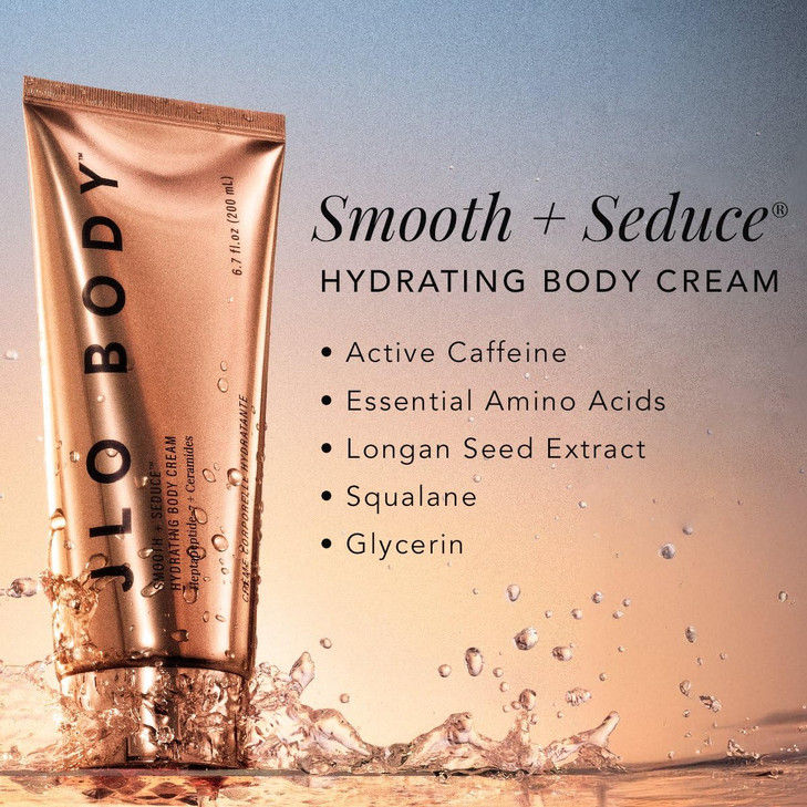 JLO BEAUTY Firming Body Lotion Hydrating Moisturizer Enriched with Peptides Hyaluronic Acid Ceramides Caffeine Whipped B