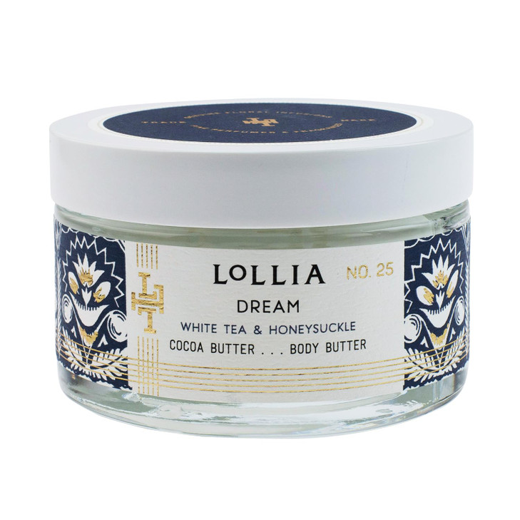 LOLLIA Dream Body Butter 55 oz White Tea Honeysuckle Scented Balm for Women Moisturizing Thick Shea Cocoa Butter Lotion