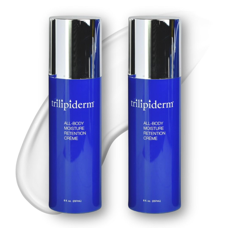 Trilipiderm AllBody Moisture Retention Crme 2PACK of 8 Ounce Airless Pump Bottles PlantBased AllDay Lightweight Hydratio