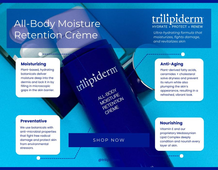Trilipiderm AllBody Moisture Retention Crme 2PACK of 8 Ounce Airless Pump Bottles PlantBased AllDay Lightweight Hydratio