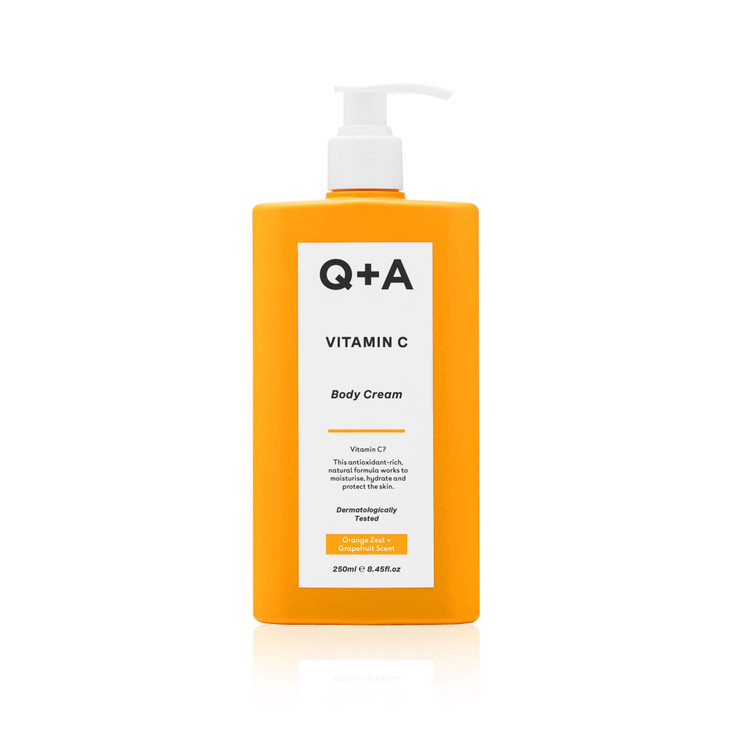 QA Vitamin C Body Cream 250ml Hydrating and Brightening Body Moisturizer for Dry Skin with Shea Butter and Ginger Root E