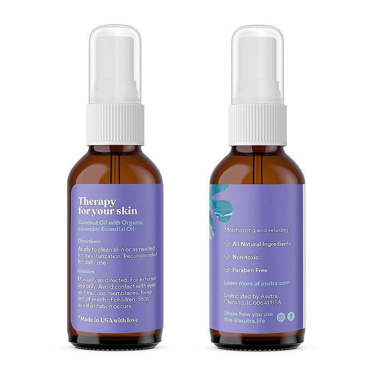 ASUTRA Lavender Gift Set 7 oz Magnesium Body Butter with Lavender 2 oz Body Oil Soothing and Hydrating Skincare with Aro
